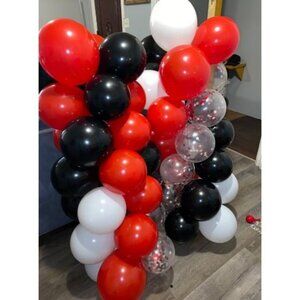62Pcs Red and Black Balloons Kit - 12 Inches Red Black Party Decoration Balloons